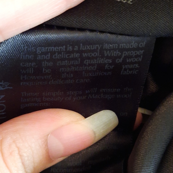 Mackage Black Textured Wool Coat with Leather Detail At Waist - Picture 11 of 16